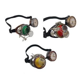 แว่นตาแว่นสตีมพังก์แว่นตาโกธิคพร้อมนาฬิกาแว่นตาฮาโลวีนแว่นตาตกแต่ง Steampunk สำหรับงานปาร์ตี้ในธีม