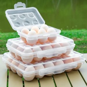 JURHOMIE Plastic Egg Holder Stackable Design With Lid Egg Storage Box Multi-Purpose Transparent Egg Tray Fridge Storage