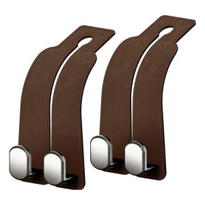 438178 ZXC Quality Car Headrest Hook Premium Suede Rear Seat Hanging Dual Hook Large Load-Bearing Alloy Hook Hanger Universal
