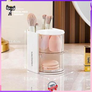 Spinning Makeup Organizer Desktop Rotating Cosmetic Storage for Brushes Lipstick Powder Puff Foundation 360 Degree Dustproof Perfume Tray Holder Vanity Case Space Saving