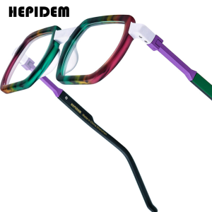 HEPIDEM Acetate Glasses Frame Men Vintage Retro Square Eyeglasses Women Fashion Famous Brand Designer Nerd Spectacles Japan Korea Style Optical Eyewear 9286