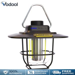 Portable Hanging Tent Light Stepless Dimming Waterproof IPX4 Rechargeable LED Hanging Lantern Vintage for Outdoors for Hiking Camp for Home