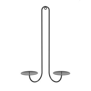 Modern Black Wall Holders Double Armed Iron Wall Hanging Sconces Tapered Candlestick Elegant Decoration