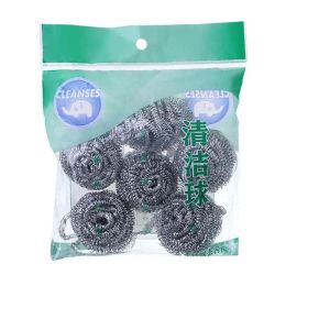 ลูกบอลทำความสะอาดสแตนเลส6ชิ้นกระทะถังที่ปัดน้ำฝนจานเหล็กลวดตัวขจัดน้ำมันสนิมเครื่องมือทำความสะอาดครัวบ้าน