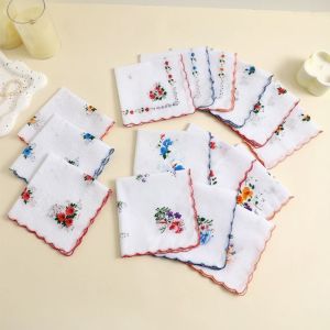 ORIGE HOUSE 12Pcs Vintage Style Womens Printed Handkerchiefs 28x28cm Sweat Absorbent Thin Sweat Towel Reusable Tooth Edge Square Hand Towel Kitchen Tools
