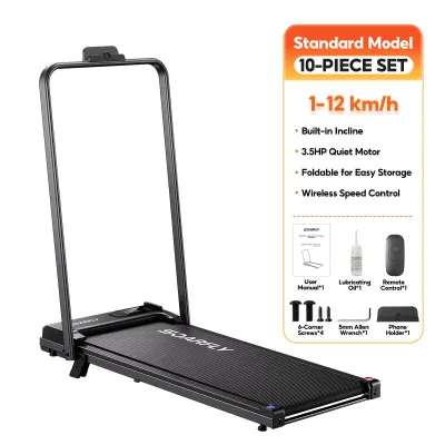 SOARFLY 14KM Incline Walking Treadmill With Safety Lock Walking Pad Indoor Running Walking Pad Foldable with Handrail Walking Machine Ultra-Thin threadmill Jogging Home Exercise Fitness Walking Pad equipment