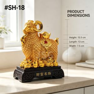 Golden Zodiac Sheep Feng Shui Ornament Wealth Famous Statue with Yuanbao for Home Office Decor Gift