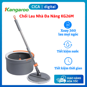 Bộ lau nhà đa năng Kangaroo KG26M chính hãng Xoay 360 độ Tách nước sạch bẩn – Tiết kiệm nước Tự vắt thông minh Bảo hành 12 tháng