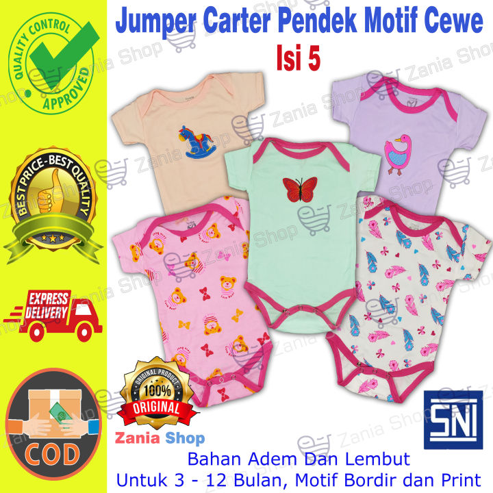 Jumper Carter Bayi Cewe 5in1 Bodysuit Lengan Pendek Perempuan