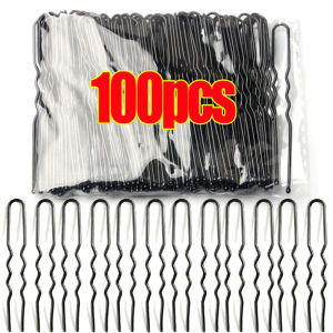 100Pcs Black Hair Clips Fashion Bobby Pins Metal Barrettes Invisible Waved Hairpins Hairstyle Styling Accessories
