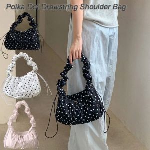 MECOME ไนลอน กระเป๋าใต้แขน ความจุขนาดใหญ่ ลายจุด กระเป๋าสะพายข้าง หลากหลาย ซิป กระเป๋าสะพายไหล่แบบมีเชือก