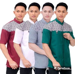 100 RIBU DAPAT 4 BAJU KOKO FALCON KOMBINASI BATIK MUSLIM PRIA DEWASA LENGAN PENDEK