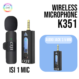 CIJI K35 Mikrofon Lavalier Nirkabel Universal Plug 3.5mm Hitam - Audio Hi-Fi dan Audio Mobil