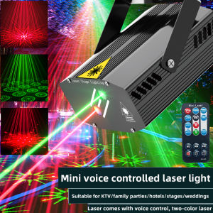 hot selling# Christmas party Laser Projector DJ Disco Light Stage Laser Light 16 Pattern Voice control laser lanmp with Remote control