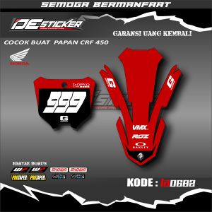 Stiker Papan Nomor Dan Sticker Spakbor Depan CRF 450 Kode LA0682