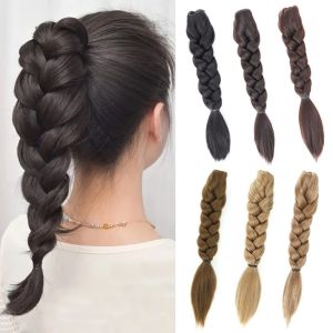 NBANLIKE Claw Clip On Braided Ponytail Extension Synthetic Black Brown Blonde Handmade Braids Pony Tails Sweet Fluffy Pony Tail Hair Piece for Women
