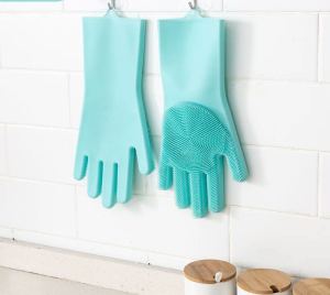 DuduMart Cleaning Gloves Dishwashing Gloves(pair) Wash Cleaning Gloves with Sponge Scrubbers