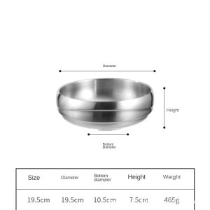 Korean Water Ripple 304 Stainless Steel Cold Noodle Bowl Double Wall Vacuum Insulation Japanese Ramen Bowl Salad Bowl Fruit Bowl2026