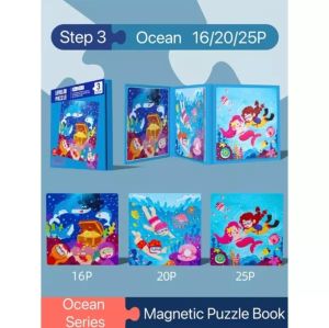 【READY STOCK】3 in 1 Magnetic Jigsaw Foldable Puzzle Book Kids Learning Step by Step Magnetic Puzzle