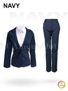 Setelan Blazer dan Celana Pinggang Tinggi Polos Gaya Korea untuk Kerja Kantor Wanita