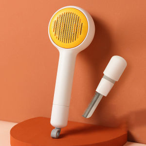 แปรงหวีขนสัตว์เลี้ยง หวีแปรงขนสัตว์เลี้ยง หวีหมาแมว หวีขนแมว หวีขนหมา ด้ามจับมีแปรงกำจัดขน มีปุ่มกดเผื่อดันขนสัตว์ออกมา