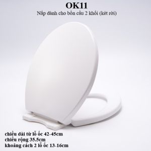 Nắp Bồn Cầu Rơi Êm Chấn Hùng Nhựa PP Dành Cho Bồn Cầu 2 Khối Két Rời Hàng Cao Cấp OK11