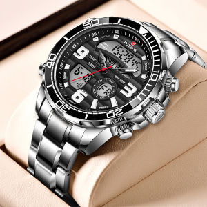 LIGE Original New Men Watches Fashion LED Dual Display Multifunction Wrist Watch Waterproof Luminous Date Sports Watch for Men