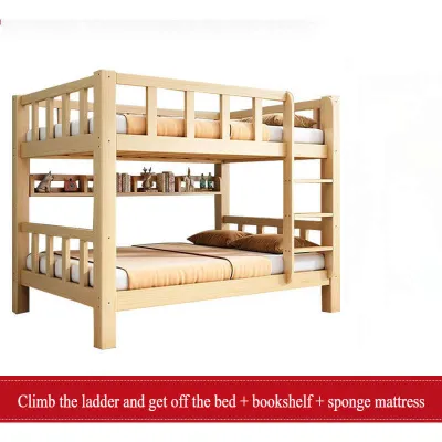 🔥Free Shipping🔥 FYking Bed Frame Bunk Bed Wooden Bunk Bed Small Apartment Dormitory Two-story Childrens Bunk Bed High And Low 床架