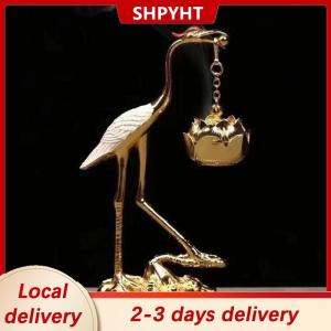 [COD] SHPYHT Local delivery Ship within 24 hours Crane Incense Burner Holder Stove Lotus Incense Burner Antique Alloy Lotus Hanging Stove Tea Ceremony Craft Household Decoration