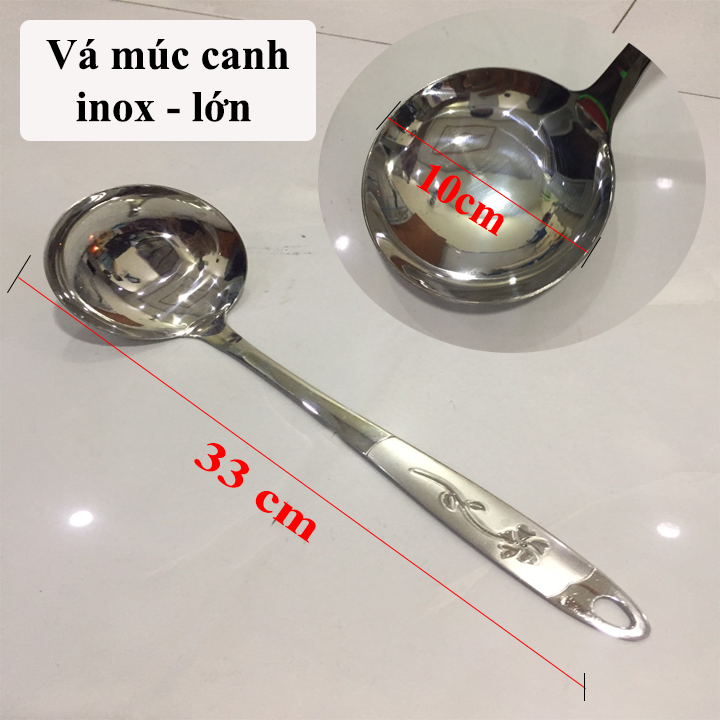 Vá múc canh inox lớn không gỉ dày hoa văn đẹp. vá múc canh loại lớn ...