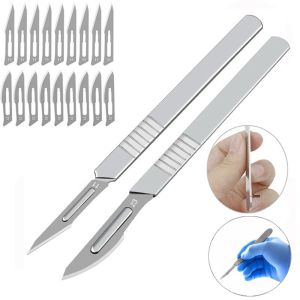 10Pcs Precision Carving Blade Set with Handle Carbon Steel Craft Cutting Tool
