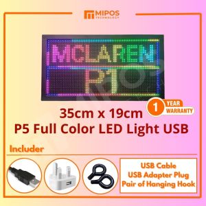P5 Color USB LED Signage Sign Board Running Message (WATERPROOF) LED SIGNBOARD/ LED Display/Mobile App Wifi (35cm)
