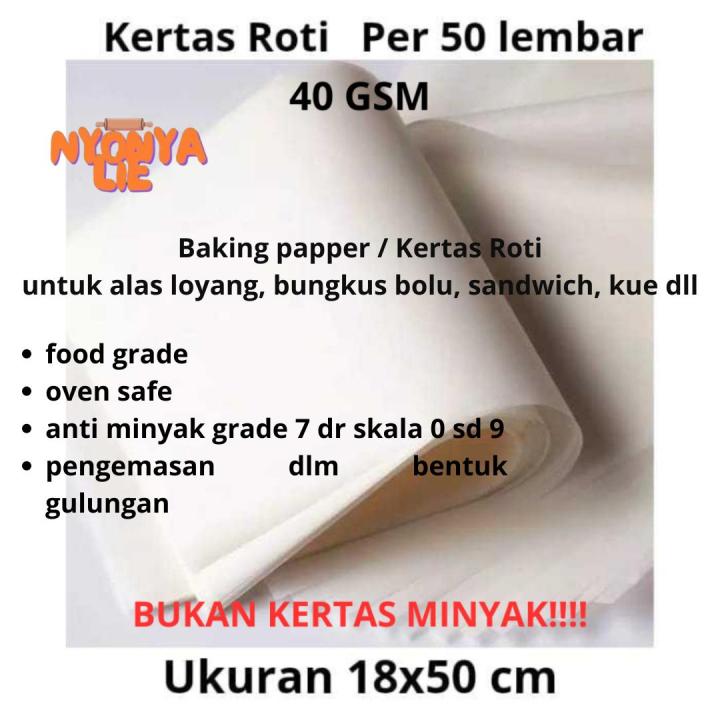Brown Roti Paper 18x50 cm 50 Pcs Kertas Roti Putih Brownis Wrapping Paper Bungkus Kado ...