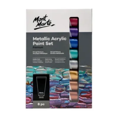 Metallic acrylic intro set Mont Marte/ Màu nhũ acrylic Mont Marte/ Set giới thiệu [ 8màu x 18ml ] [ 8màu x 36ml]