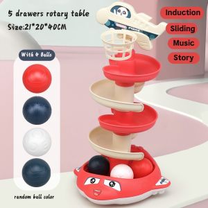 Children Rolling Ball Tower With Light Music Baby Building Block Slot Track Toy Toddler Educational Toy