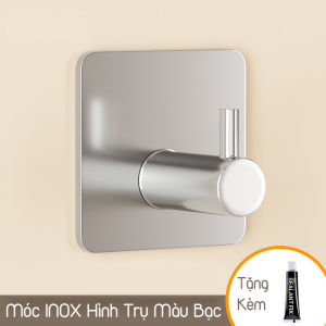Móc Inox Hình Trụ Dán Tường Treo Quần Áo Chìa Khóa Đồ Dùng Gia Đình Tặng Kèm Lọ Keo Siêu Chắc