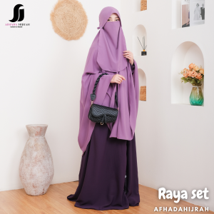 Afhadahijrah - Gamis wanita set hijab cadar RAYA baju dan jilbab instan syari free niqob