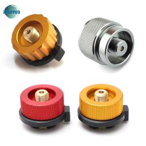 XUNYU3 Chất lượng cao cắm trại lò gas chuyển đổi thiết bị dài gas Tank gas lò chuyển đổi đầu kim loại gas Tank xi lanh Adapter