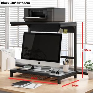 Computer Desk Stand With Printer Double Layers Wooden Monitor Stand Printer Stand Printer Table Rack