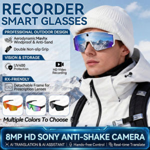 AI Smart Glasses 800W HD Anti-shake Camera Recording Action Capture Skiing Goggles Men AI Chat Call Translation Sport Sunglasses