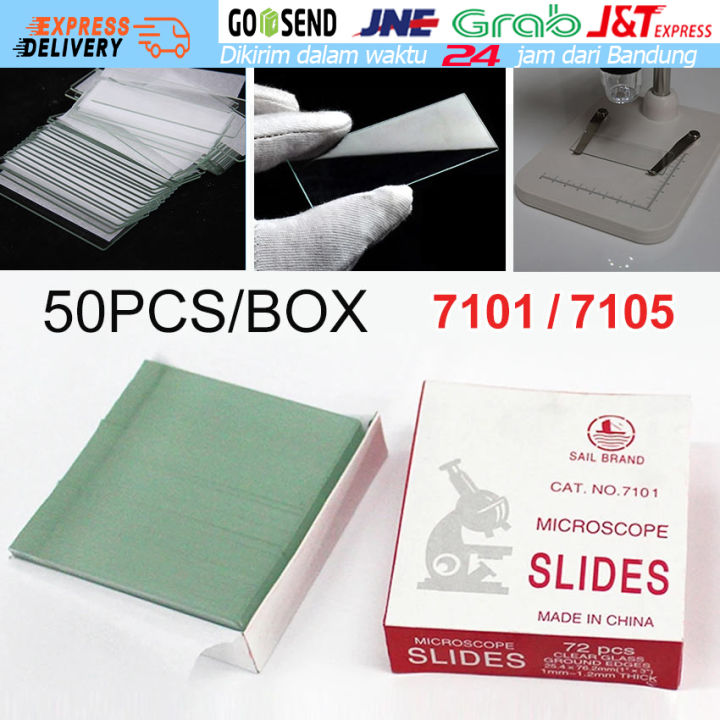 50Ppcs/Box Object Glass Kaca Preparat Objek Glas Kaca Mikroskop / Microscope Slide 7101 7105 General Care