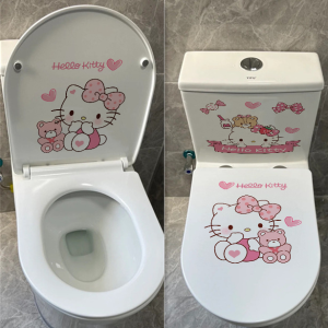 Cute KT cat toilet sticker funny and personalized toilet cover sticker waterproof self-adhesive toilet decoration wall sticker