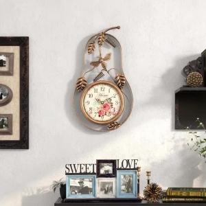 FFBH European Wall Clocks Art Creative Ironwork Wall Clocks Vintage Printed Art Watches Living Rooms Astethic Home Decoration R3K9L