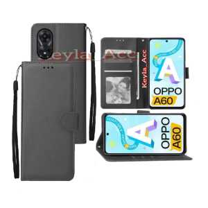 Case For OPPO A60 Casing Dompet Flip Cover Leather Premium Sarung Buku HP Bisa Standing