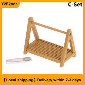 【Local shipping】 1Set 1:12 Dollhouse Miniature Bread Rack Cake Shelf Storage Box Basket W Baking Clip Scene Decor Doll House Accessories