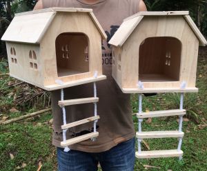 บ้านนก บ้านชูการ์ ขนาดจัมโบ้ บ้านไม้สำหรับสัตว์เลี้ยง บ้านไม้กระรอก รุ่นใหม่ มินิมอล WC07#