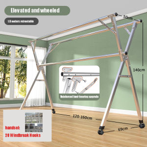 Super gravity-bearing stainless steel clothes hanger solid durable floor folding indoor balcony drying rack
