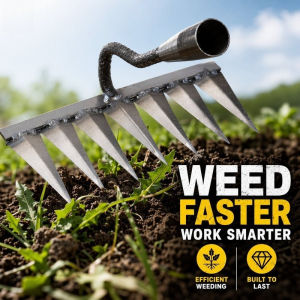 Garden Weeding Rake Steel Hoe Harrow Soil Loosening Hand Cultivator Farm Yard Digging Tool