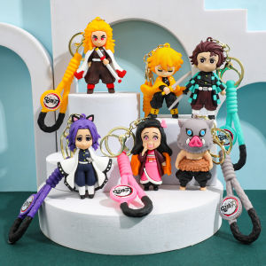 UMI Demon Slayer Nezuko Anime Keychain Key Holder Silicone Car Key Ring Bag Pendant Gift Gantungan Kunci Tas Ransel 鬼灭之刃钥匙扣