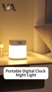 Touch Control Led Night Light Portable Bedside Lamp Matibay Sulit Dual Power Supply 3 Color Modes Stepless Dimming Built In Led Clock For Nursery Bedroom Camping